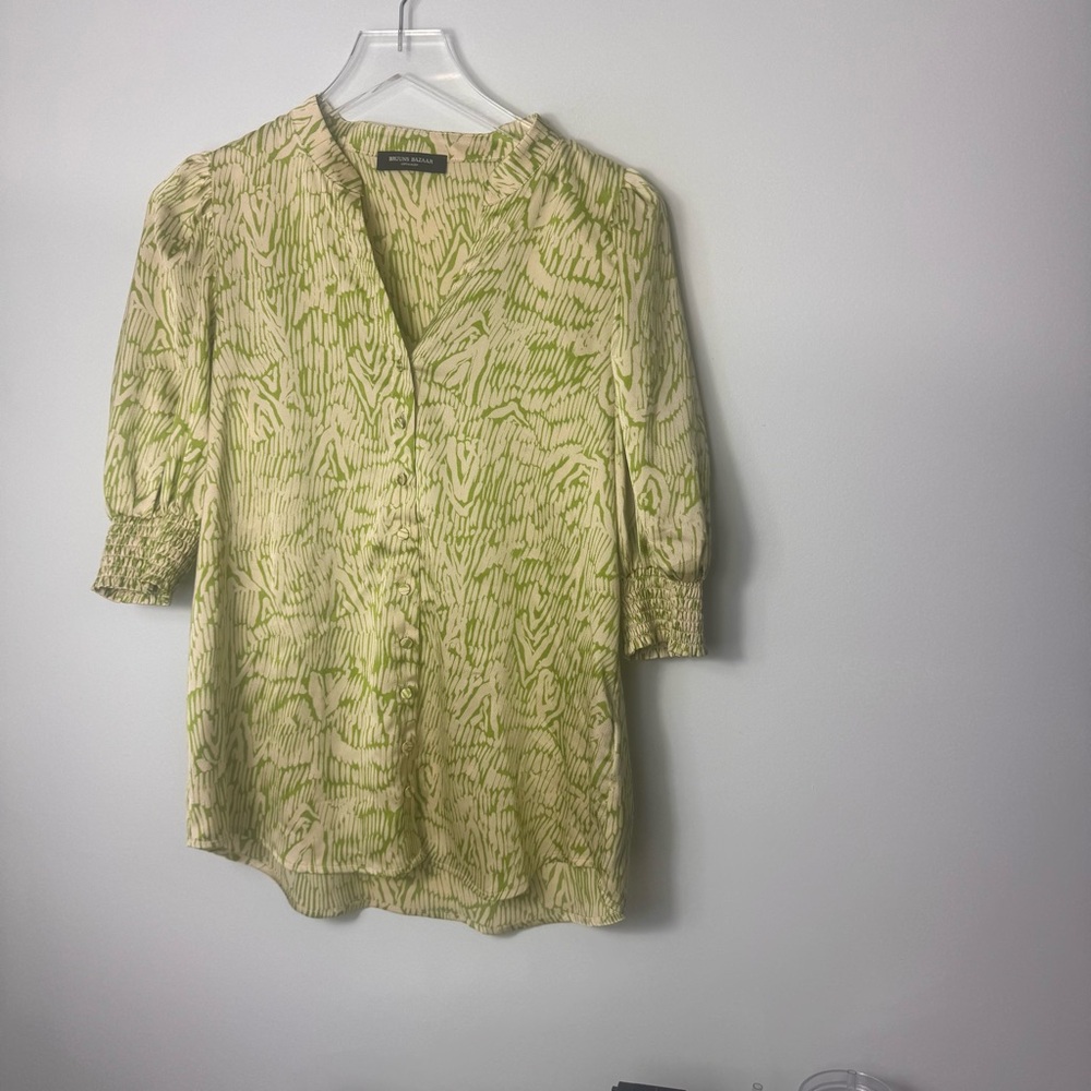 BRUUNS BAZAAR Green printed blouse size 36 Medium 2218